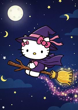 Hello Kitty Witch on Broomstick