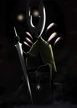 Hollow Knight character in dark setting