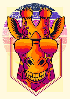 Cool Giraffe with Sunglasses Retro Style