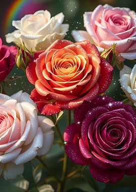 Sparkling Roses with Rainbow