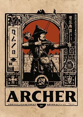 Archer with Bow and Arrow Illustration