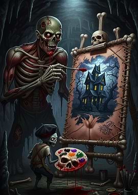 Zombie Artists Painting Haunted House