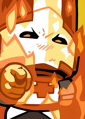 Cartoon Fire Character with Pointing Gesture