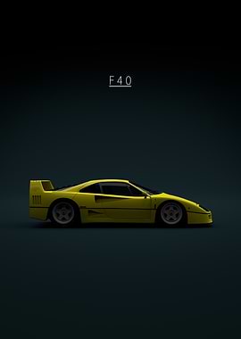 Yellow Ferrari F40 Minimalist