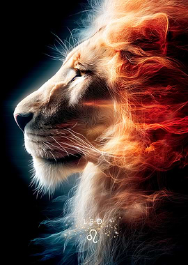 Fiery Leo Zodiac Sign Lion Portrait
