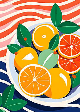 Vibrant Citrus Still Life Illustration