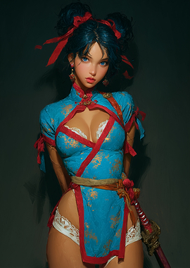 Anime Girl in Traditional Chinese Dress
