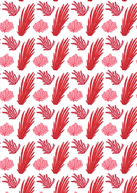 Red and Pink Seaweed Pattern