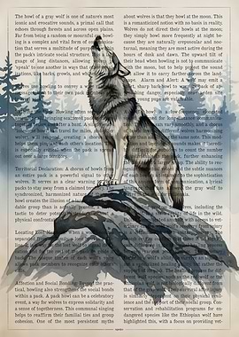 Wolf Howling on Rock, Text Background