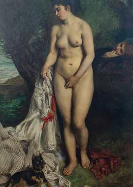 Nude Woman with Dog and Companion