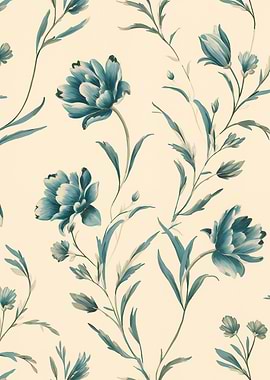 Floral Pattern Teal Flowers