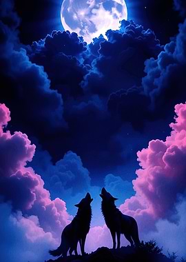 Wolves Howling Moon