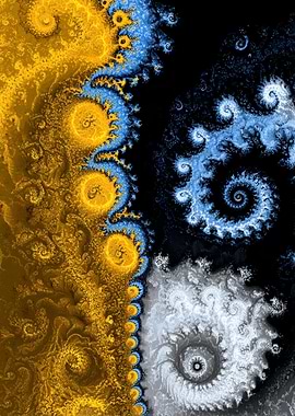 Fractal Abstract Art: Gold and Blue