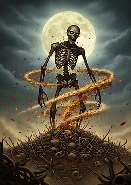 Skeleton Rising on Pile of Bones