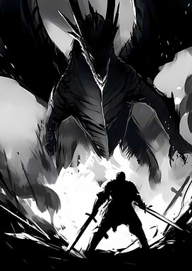 Dragon versus Knight: Black and White