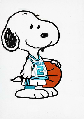 Snoopy in Charlotte Hornets Jersey