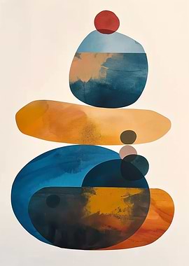Abstract Stone Cairn Painting