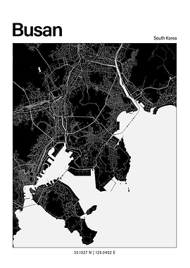 Busan Black and White Map
