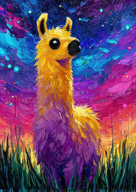 Colorful Llama Portrait