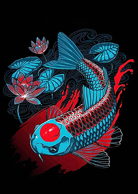 Koi Fish and Lotus Illustration