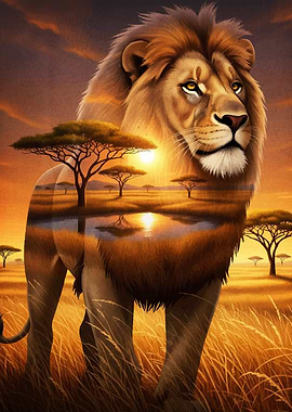 Lion Savannah Landscape