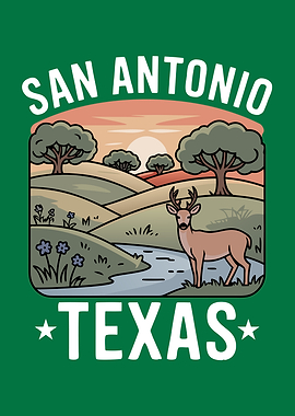 San Antonio Texas Landscape Illustration