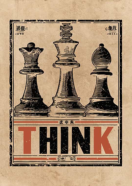 Chess Pieces with 'THINK' Text