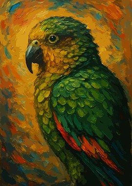 Green Parrot Painting Art