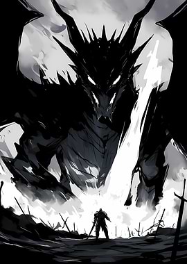 Dragon and Warrior in Dark Fantasy