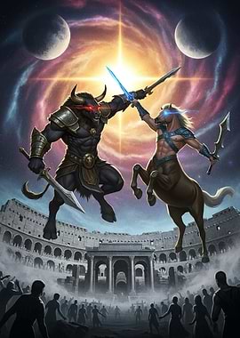 Minotaur vs Centaur Battle