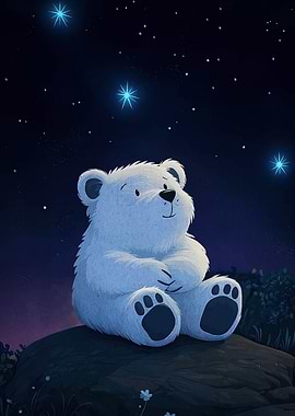 Cute Bear Gazing at Stars
