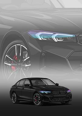 Black BMW M340i Illustration