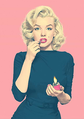 Marilyn Monroe with Lipstick and Lighter
