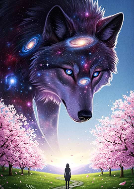 Cosmic Wolf Cherry Blossom