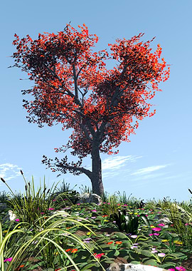 Autumn Tree in a Meadow