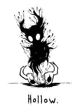 Hollow Knight Black and White Illustration