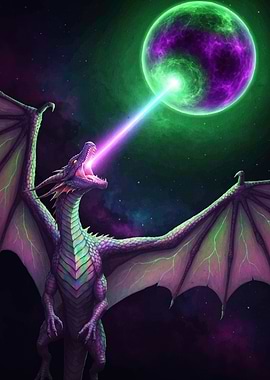 Dragon firing laser planet