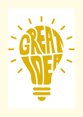 Great Idea Lightbulb Typography Art