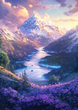 Majestic Mountain Landscape with River