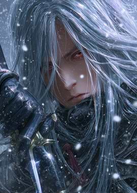 Warrior in Snow with Sword