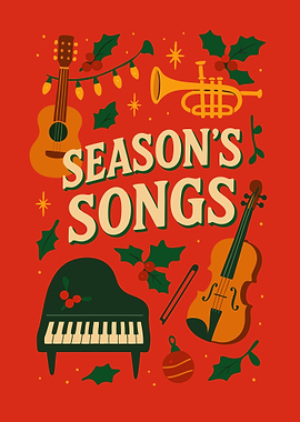 Season's Songs Musical Holiday Illustration