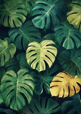 Monstera Leaves Lush Green Pattern | Simple Tropical Nature Print