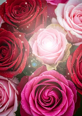 Roses in Bloom with Sparkling Light