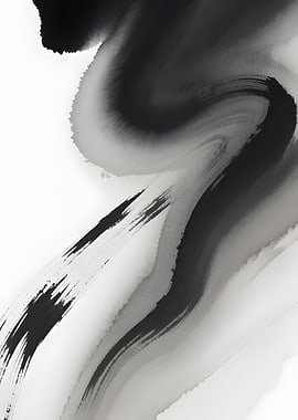 Abstract Black Ink Flowing on White