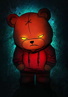 Grumpy Teddy Bear with Hoodie