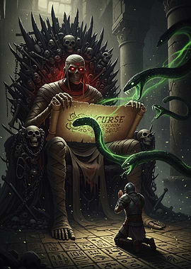 Mummy King on Throne with Curse