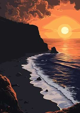 Coastal Sunset Landscape