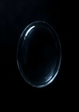 Oval Glass Object on Black Background