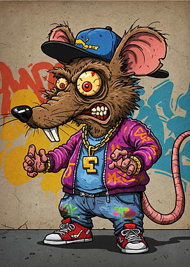 Cartoon Rat with Streetwear Style