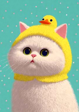 Cute Cat with Duck Hat